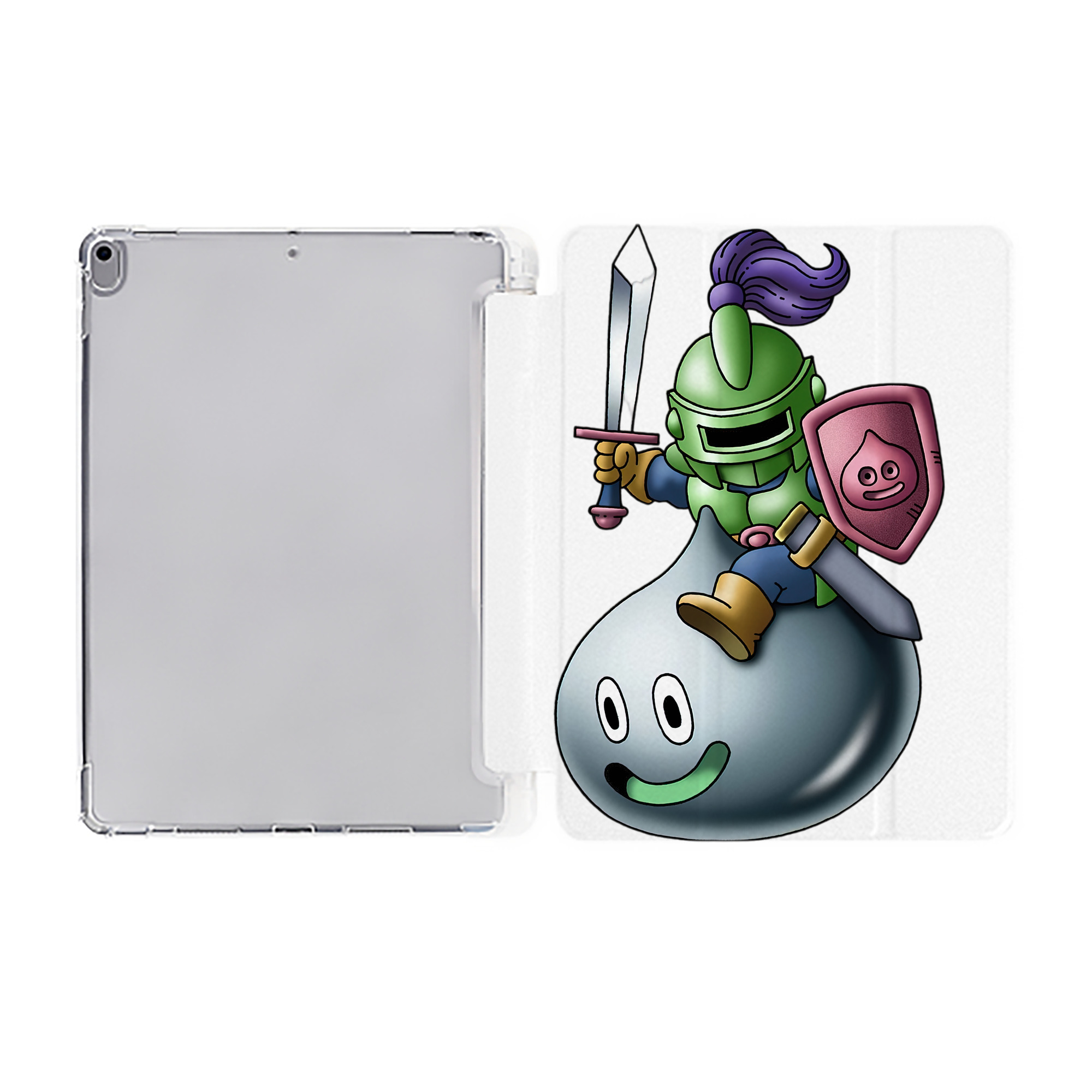 （画像用） ドラゴンクエスト Doragon Kuesuto Dragon Quest IPad ケース ペン収納付き 三つ折りスタンド PUレザー×シリコン 対応機種9.5/10.5/10.9インチ